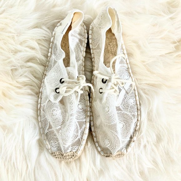 NWOB Soludos Lace-Up Lace Espadrille Sneaker White Women's Size 37EU / 6.5US - Picture 2 of 8